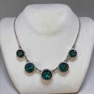Gerard Yosca Green Headlight Rhinestone Necklace
